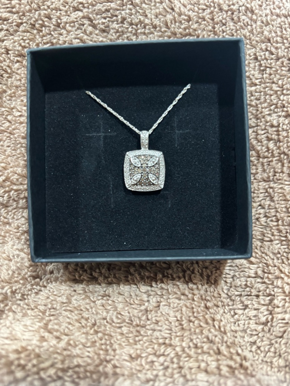 925 sterling silver necklace with real champagne diamonds